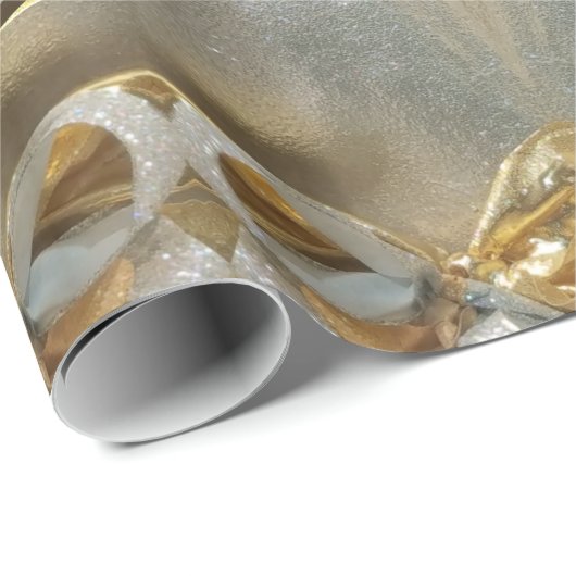 Faux Gold Foil-script voor prettig kerstfeest Cadeaupapier (Rol Hoek)