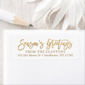 Faux Gold Foil Season's Greetings Retouradres Etiket (Insitu)