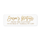 Faux Gold Foil Season's Greetings Retouradres Etiket (Voorkant)
