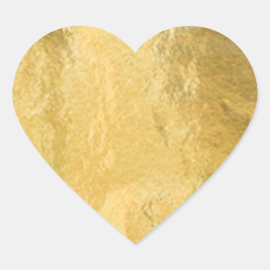 Faux Gold Foil Shiny Metallic Heart Hart Sticker (Voorkant)