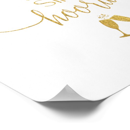 Faux Gold Foil Sip Sip Hooray Cocktail Bar Poster (Hoek)