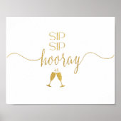 Faux Gold Foil Sip Sip Hooray Cocktail Bar Poster (Voorkant)