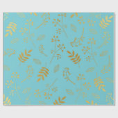 Faux Gold Foil Sky Blue Cadeaupapier (Vlak)