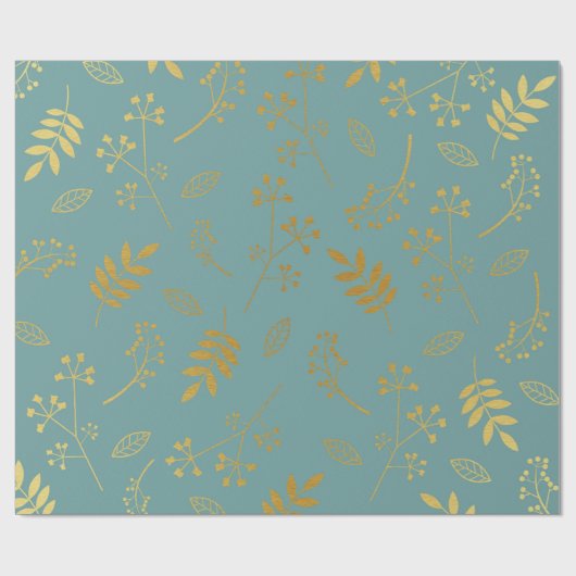 Faux Gold Foil Slate Blue Cadeaupapier (Vlak)
