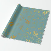 Faux Gold Foil Slate Blue Cadeaupapier (Uitgerold)