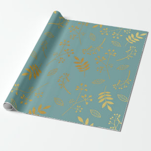 Faux Gold Foil Slate Blue Cadeaupapier