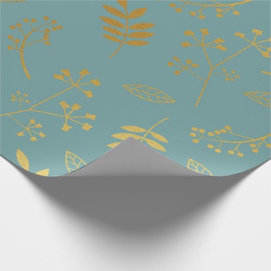 Faux Gold Foil Slate Blue Cadeaupapier (Hoek)