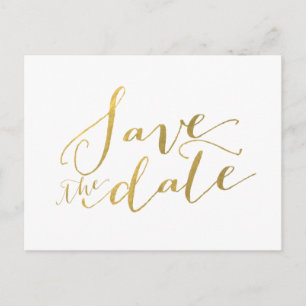 Faux Gold Foil Sparen de Datum Briefkaart 2