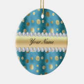 Faux Gold Foil spots op metallisch blauw Keramisch Ornament (Rechts)