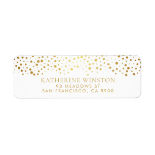 Faux Gold Foil Stippen and Stars Return Address La Etiket