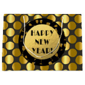 Faux Gold Foil Stippen, gelukkig nieuwjaar! cadeau Groot Cadeauzakje (Voorkant)