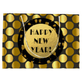 Faux Gold Foil Stippen, gelukkig nieuwjaar! cadeau Groot Cadeauzakje (Achterkant)