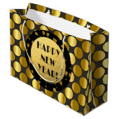 Faux Gold Foil Stippen, gelukkig nieuwjaar! cadeau Groot Cadeauzakje (Achterkant Gekanteld)