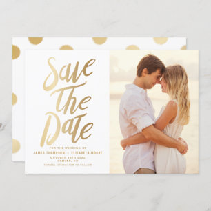 Faux Gold Foil Stippen Sla de datum bekendmaking Kaart