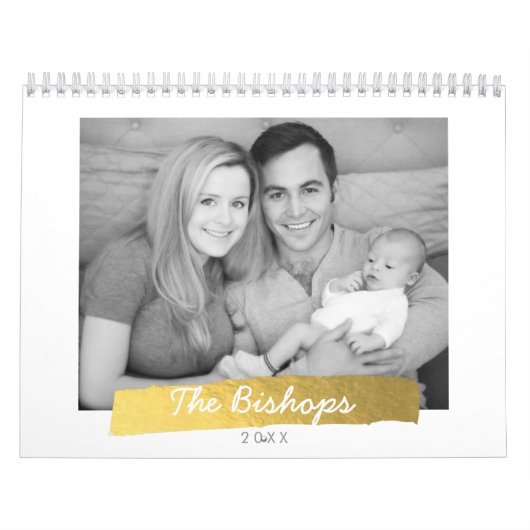 Faux Gold Foil Stripe Photo Calendar Kalender (Hoes)