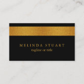Faux Gold Foil Striped Elegant Black Chic Visitekaartje (Voorkant)