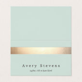 Faux Gold Foil Striped Elegant Light Blue Chic Visitekaartje (Buitenkant ongevouwen)