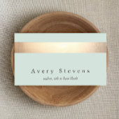 Faux Gold Foil Striped Elegant Light Blue Chic Visitekaartje