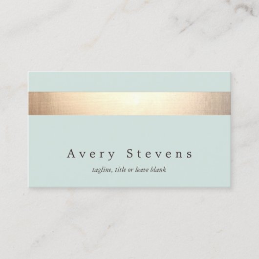 Faux Gold Foil Striped Elegant Light Blue Chic Visitekaartje (Voorkant)