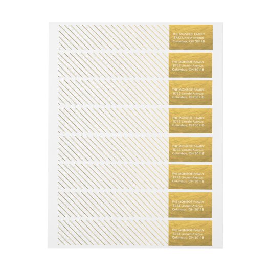 Faux Gold Foil Stripes Adresetiketten (Vel)