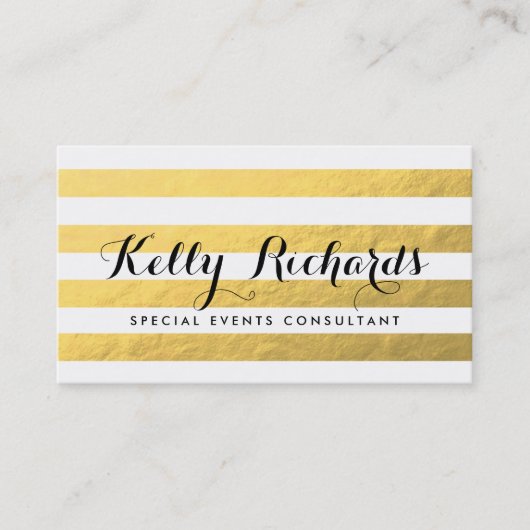 Faux Gold Foil Stripes Consultant Visitekaartje (Voorkant)