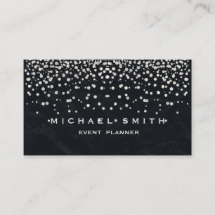 Faux Gold Foil Subtle Glitter Black Visitekaartje