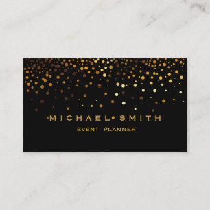 Faux Gold Foil Subtle Glitter Black Visitekaartje