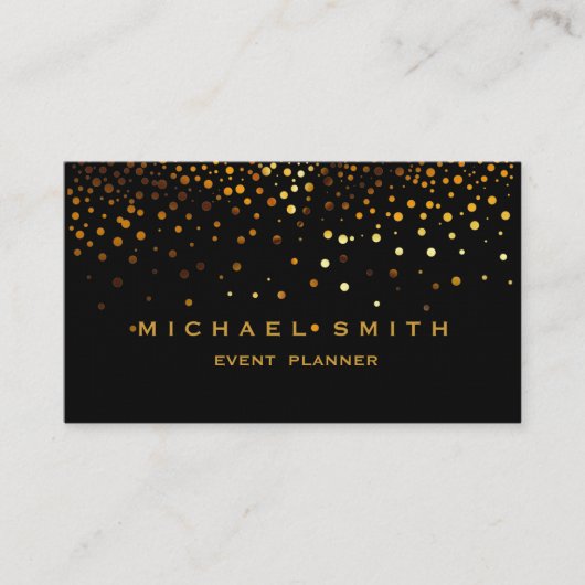 Faux Gold Foil Subtle Glitter Black Visitekaartje (Voorkant)