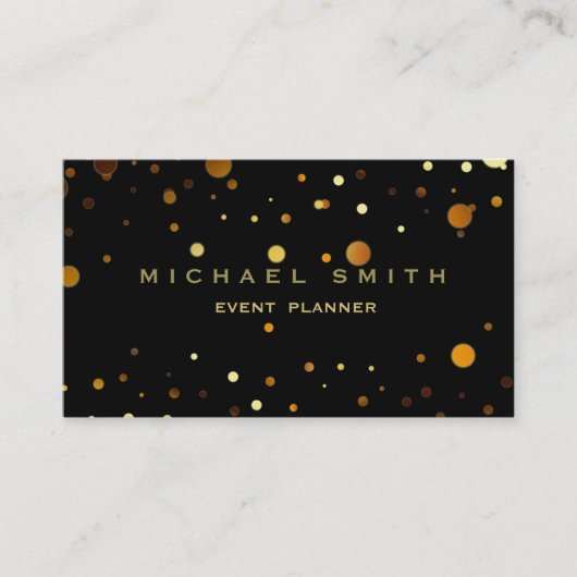 Faux Gold Foil Subtle Glitter Black Visitekaartje (Voorkant)