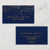 Faux Gold Foil Subtle Glitter Blue Visitekaartje (Voorkant / Achterkant)