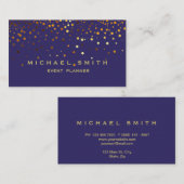 Faux Gold Foil Subtle Glitter Blue Visitekaartje (Voorkant / Achterkant)
