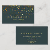 Faux Gold Foil Subtle Glitter Blue Visitekaartje (Voorkant / Achterkant)