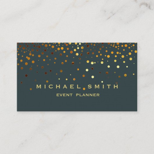 Faux Gold Foil Subtle Glitter Blue Visitekaartje (Voorkant)