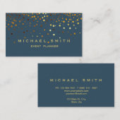 Faux Gold Foil Subtle Glitter Blue Visitekaartje (Voorkant / Achterkant)