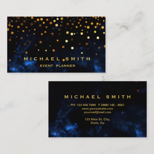 Faux Gold Foil Subtle Glitter Visitekaartje (Voorkant / Achterkant)