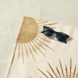 Faux Gold Foil Sun Pattern Beach Towel Strandlaken