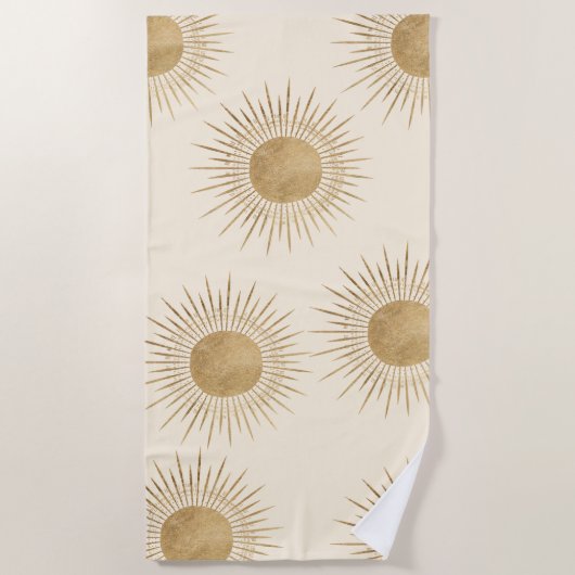 Faux Gold Foil Sun Pattern Beach Towel Strandlaken (Voorkant)