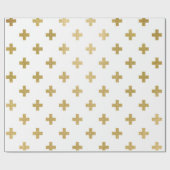 Faux Gold Foil Swiss Cross Pattern Cadeaupapier (Vlak)