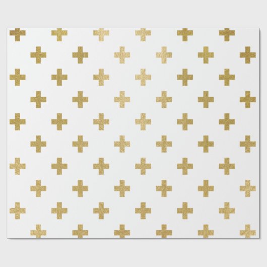 Faux Gold Foil Swiss Cross Pattern Cadeaupapier (Vlak)