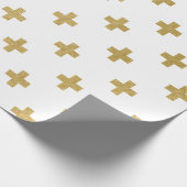 Faux Gold Foil Swiss Cross Pattern Cadeaupapier (Hoek)