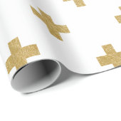 Faux Gold Foil Swiss Cross Pattern Cadeaupapier (Rol Hoek)