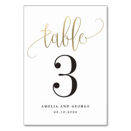Faux Gold Foil Table Number Kaart