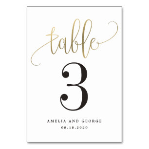 Faux Gold Foil Table Number Kaart