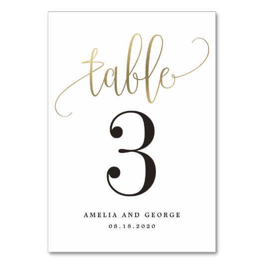 Faux Gold Foil Table Number Kaart (Achterkant)
