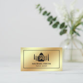 Faux Gold Foil Taj Mahal Reisagent Visitekaartje (Staand voorkant)