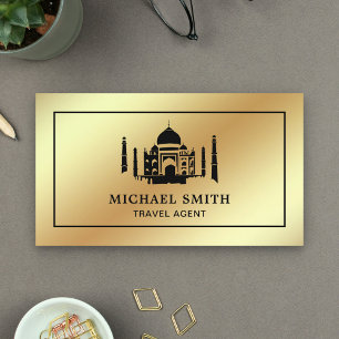Faux Gold Foil Taj Mahal Travel Agent Visitekaartje