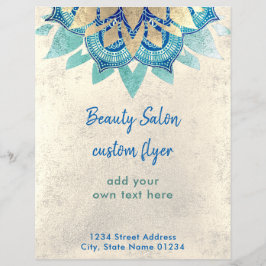 FAUX gold foil teal blue lotus logo design Flyer