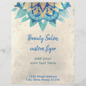 FAUX gold foil teal blue lotus logo design Flyer (Voorkant)