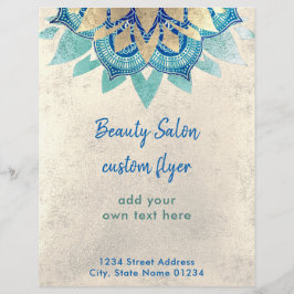 FAUX gold foil teal blue lotus logo design Flyer