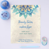FAUX gold foil teal blue lotus logo design Flyer (Enkel)